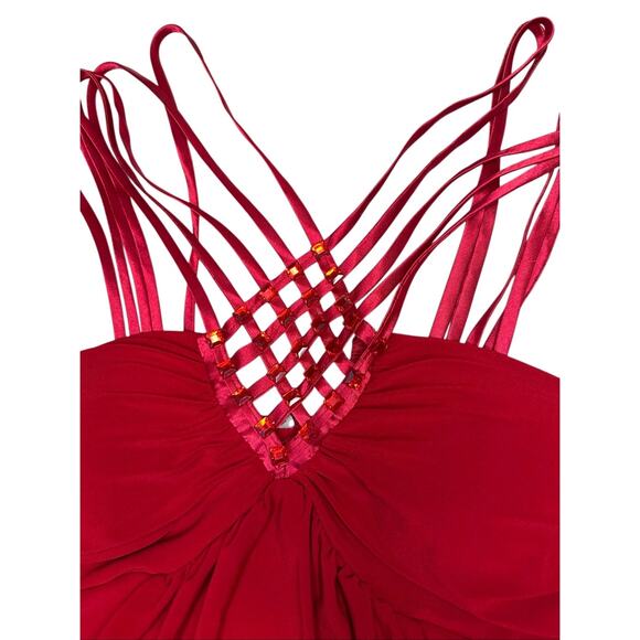 Y2K 90s Women’s Bedazzled Criss Cross Tank Top Red Size Small Vintage - Picture 5 of 12